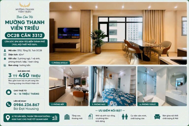 Căn Hộ Mường Thanh Viễn Triều OC2B Căn 3312 – Tầng 33 View Biển Thành Phố Giá Tốt