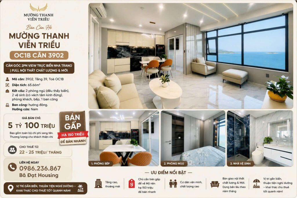 Chính chủ bán Căn Hộ Mường Thanh Viễn Triều OC1B Căn 3902