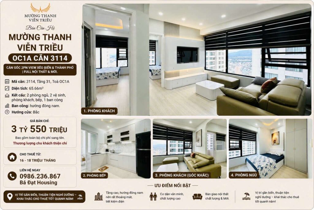 Chính chủ bán Căn Hộ Mường Thanh Viễn Triều OC1A Căn 3114