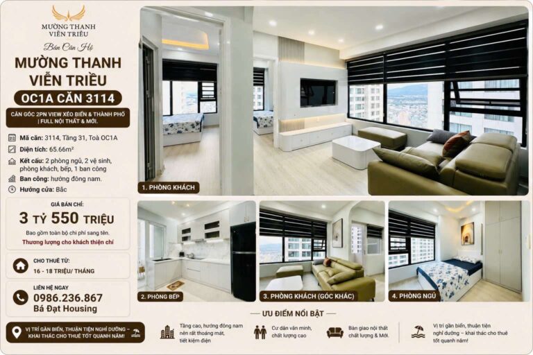Căn Hộ Mường Thanh Viễn Triều OC1A Căn 3114 – Góc Tầng 31 View Biển Giá 3.55 Tỷ