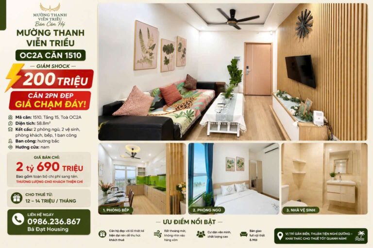 Căn Hộ Mường Thanh Viễn Triều OC2A Căn 1510 | Giảm Shock 200 Triệu | 2PN Giá Chạm Đáy | Rẻ Nhất Hiện Nay