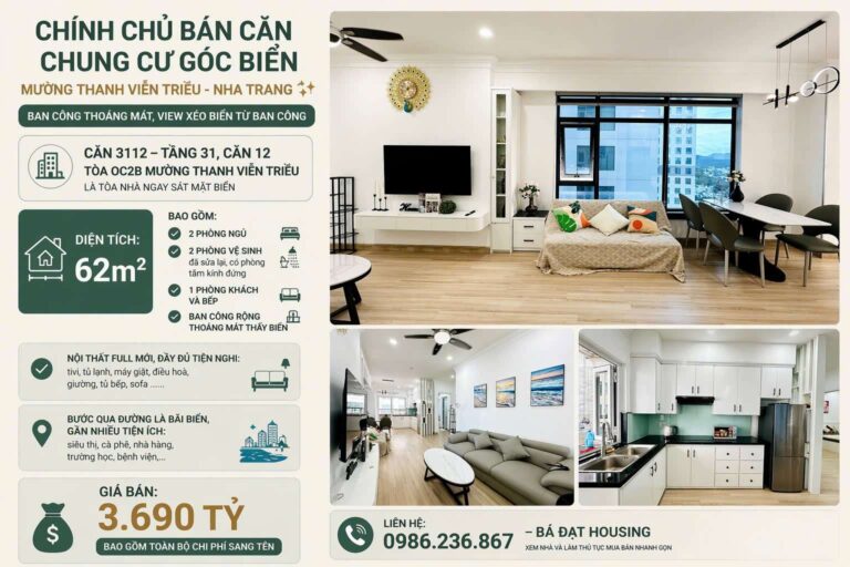 Căn Góc Mường Thanh Viễn Triều OC2B Căn 3112 – Tầng 31 View Biển Giá 3.69 Tỷ