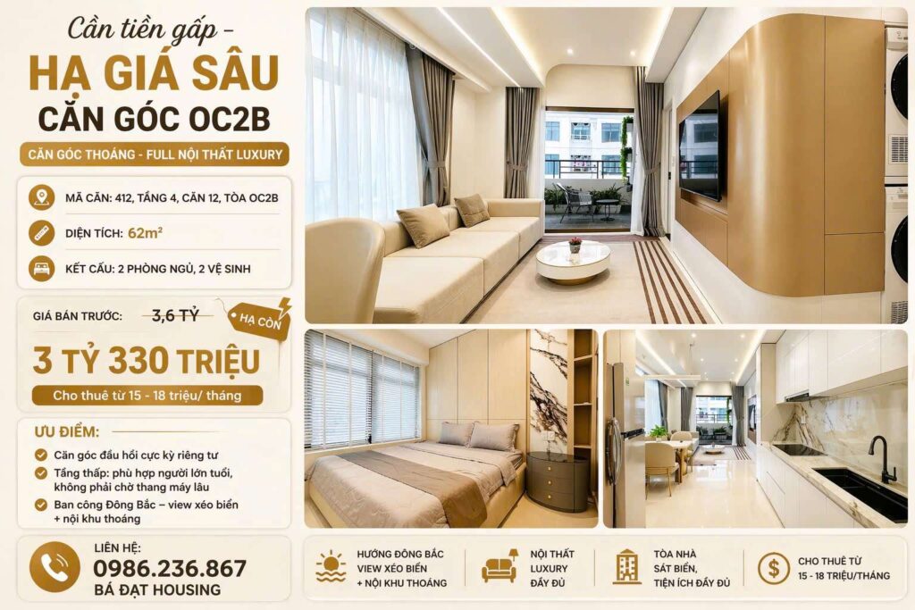 Căn Hộ Mường Thanh Viễn Triều OC2B Căn 412 – 62m² Giá Chỉ 3.33 Tỷ