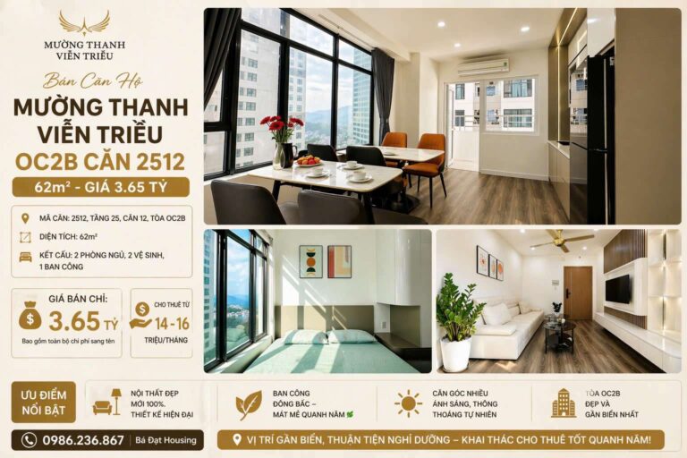 Căn Hộ Mường Thanh Viễn Triều OC2B Căn 2512 – Căn Góc 62m² Nhà Mới Giá 3.65 Tỷ