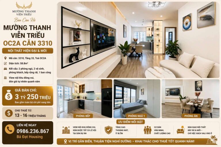 Căn Hộ Mường Thanh Viễn Triều OC2A Căn 3310 – Nội Thất Mới, View Nội Khu