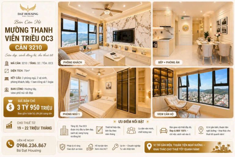 Căn Hộ Mường Thanh Viễn Triều OC3 Căn 3210 – Tầng 32 VIP Hiếm Có, Nội Thất Đẹp Giá 3.95 Tỷ