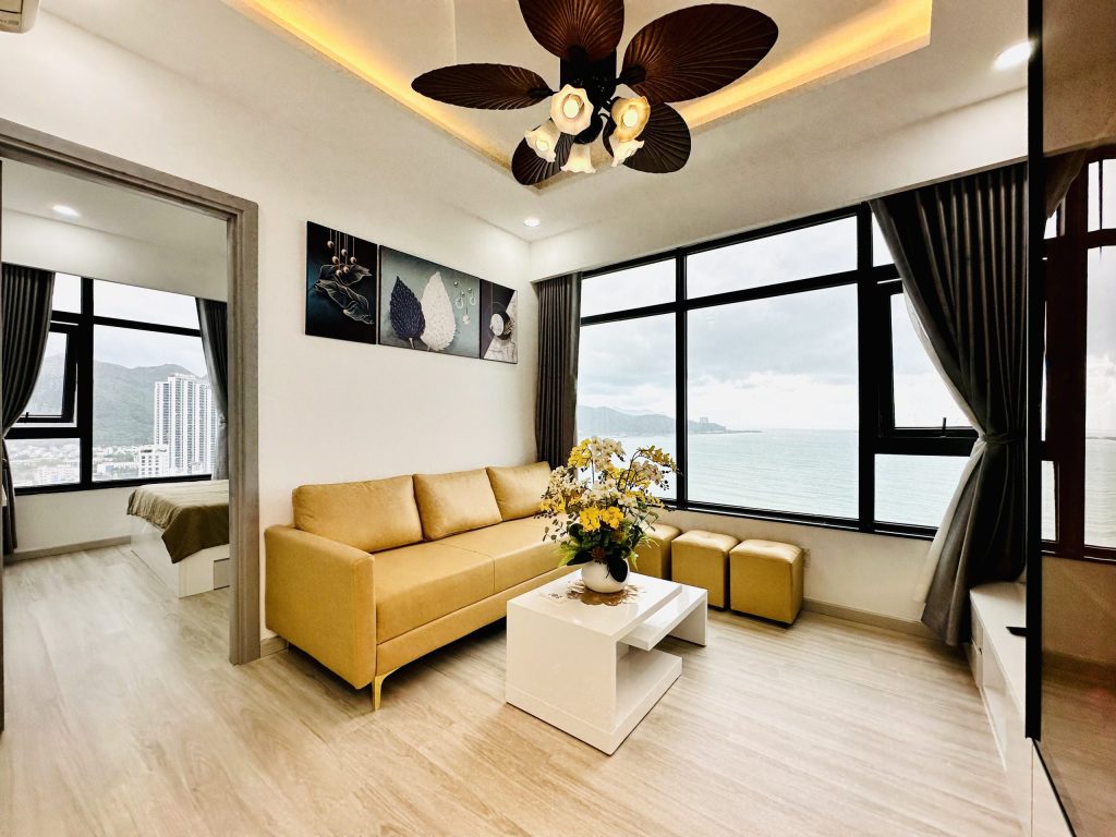 View phòng khách và phong ngủ Căn Góc Mường Thanh Viễn Triều OC1A Căn 3032