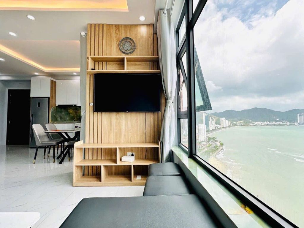 view biển phòng khách Căn Góc Mường Thanh Viễn Triều OC1A Căn 2702