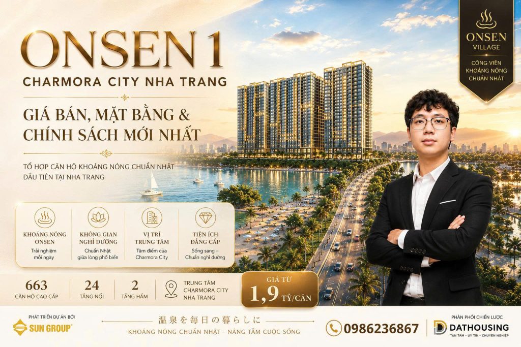 Căn Hộ Onsen 1 Charmora City Nha Trang – Mặt Bằng, Giá Bán, Chính Sách Mới nhất