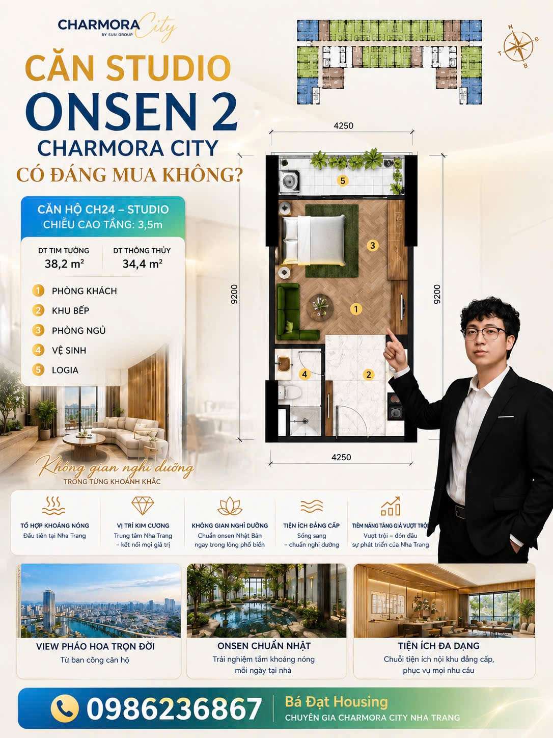 Căn Studio Onsen 2 Charmora City Đạt Housing