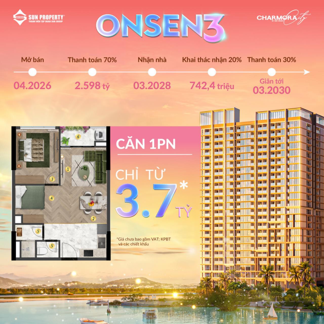 Giá Căn hộ 1PN The Onsen 3 Charmora City Nha Trang