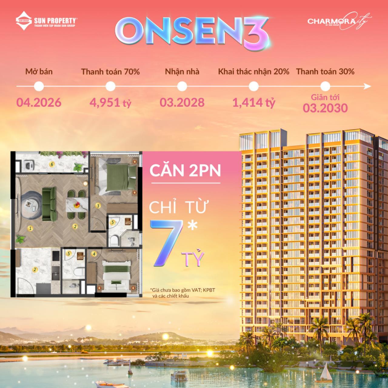 Giá Căn hộ 2PN The Onsen 3 Charmora City Nha Trang