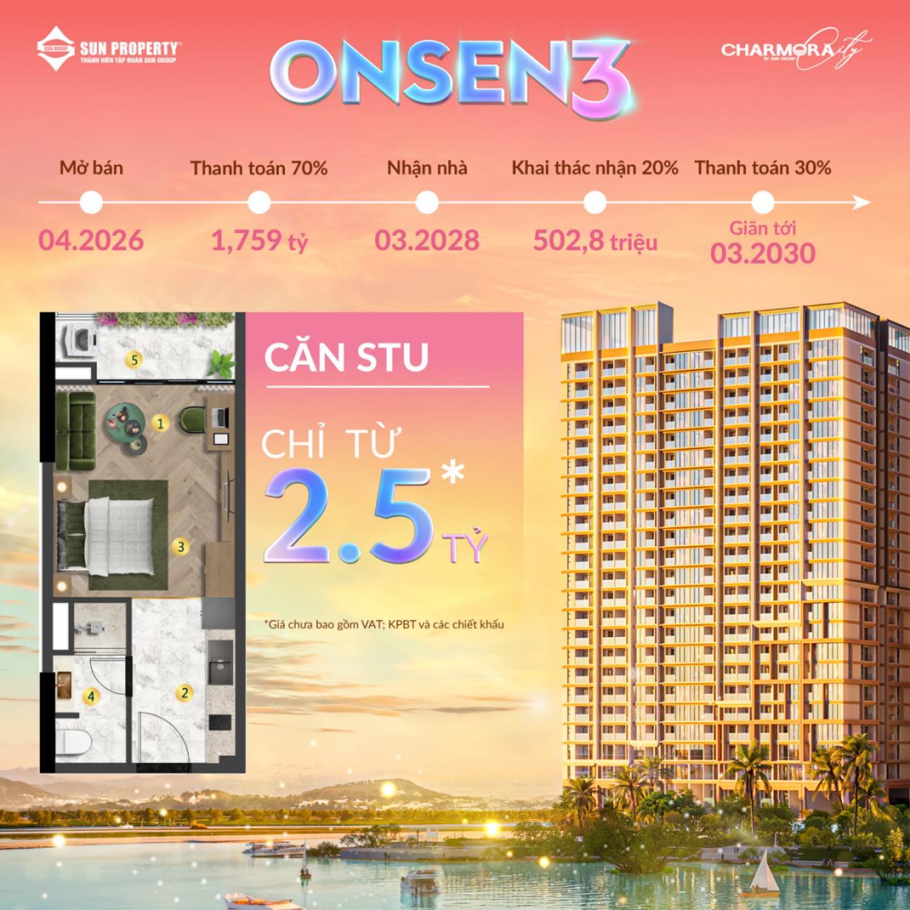 Giá Căn hộ Studio The Onsen 3 Charmora City Nha Trang