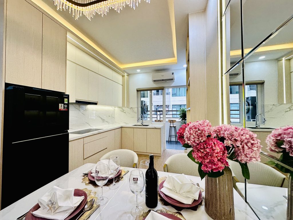 Không gian bếp Căn Hộ Mường Thanh Viễn Triều OC1B Căn 3724