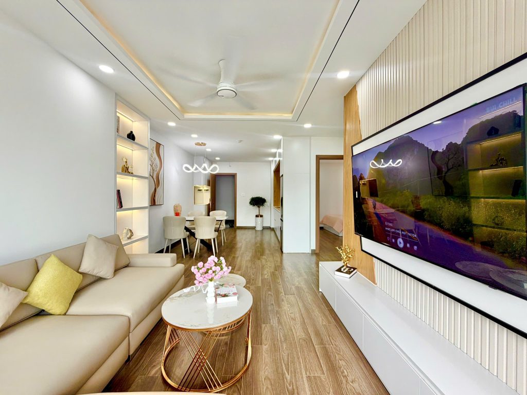 Không gian phòng khách Căn Hộ Mường Thanh Viễn Triều OC3 Căn 606