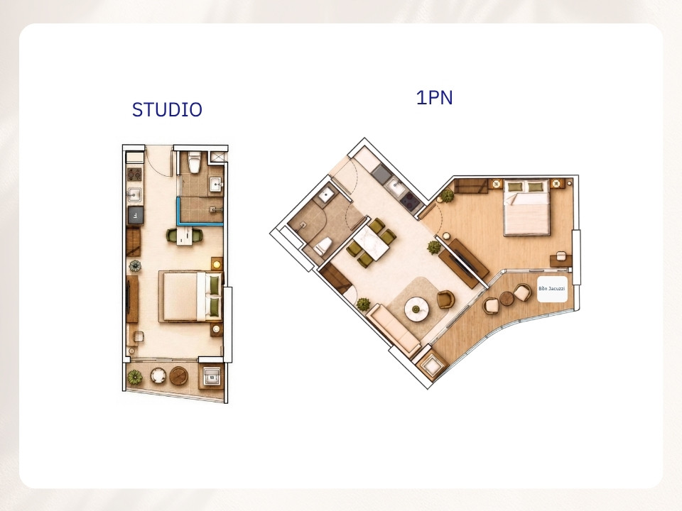 Layout căn hộ Alora Nha Trang studio và 1PN