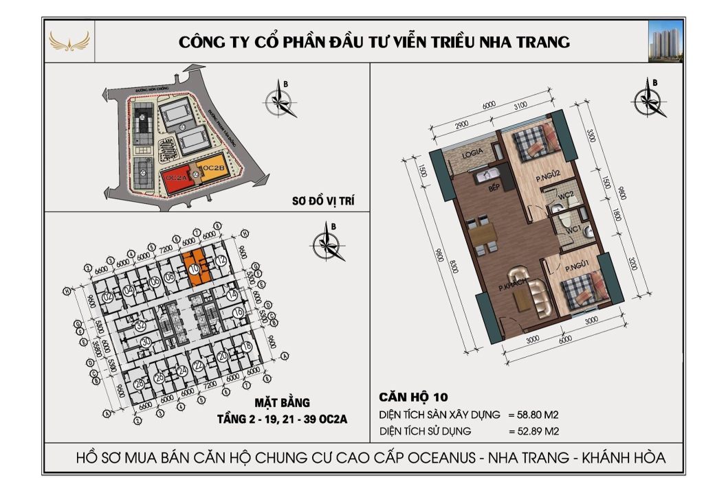 Mặt bằng căn hộ Mường Thanh Viễn Triều căn 10 tòa OC2A