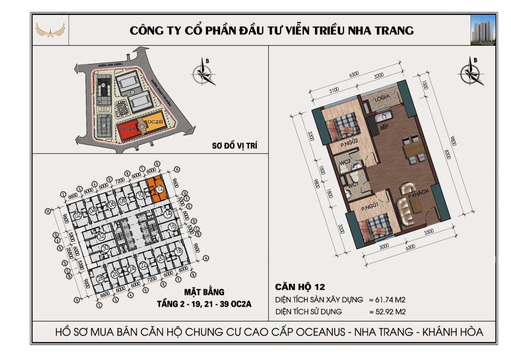 Mặt bằng căn hộ Mường Thanh Viễn Triều căn 12 tòa OC2A