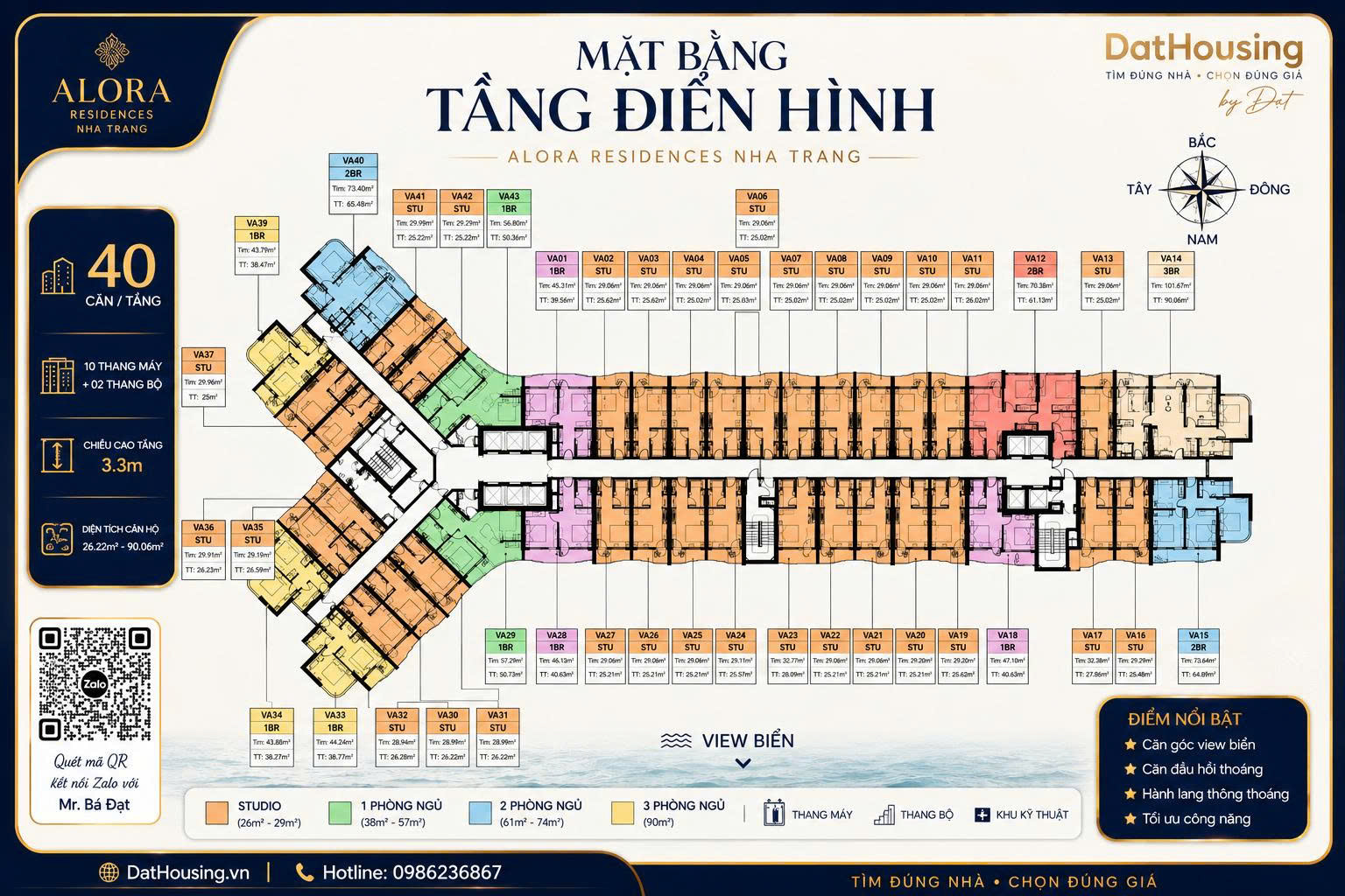 Mặt bằng tầng điển hình Alora Nha Trang