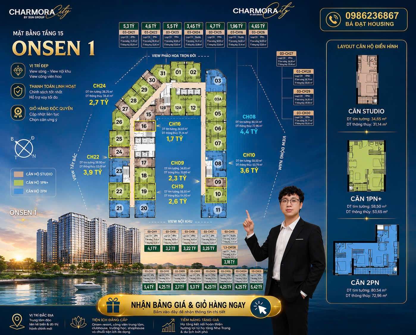 Nhận Bảng Giá Và Giỏ Hàng Onsen 1 Charmora City Mới Nhất từ Đạt Housing