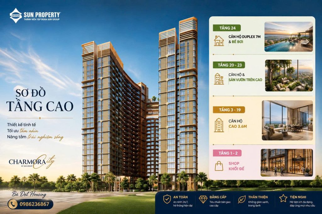 TỔNG QUAN CĂN HỘ THE CHARM – PHÂN KHU CAO TẦNG BIỂU TƯỢNG CỦA CHARMORA CITY NHA TRANG