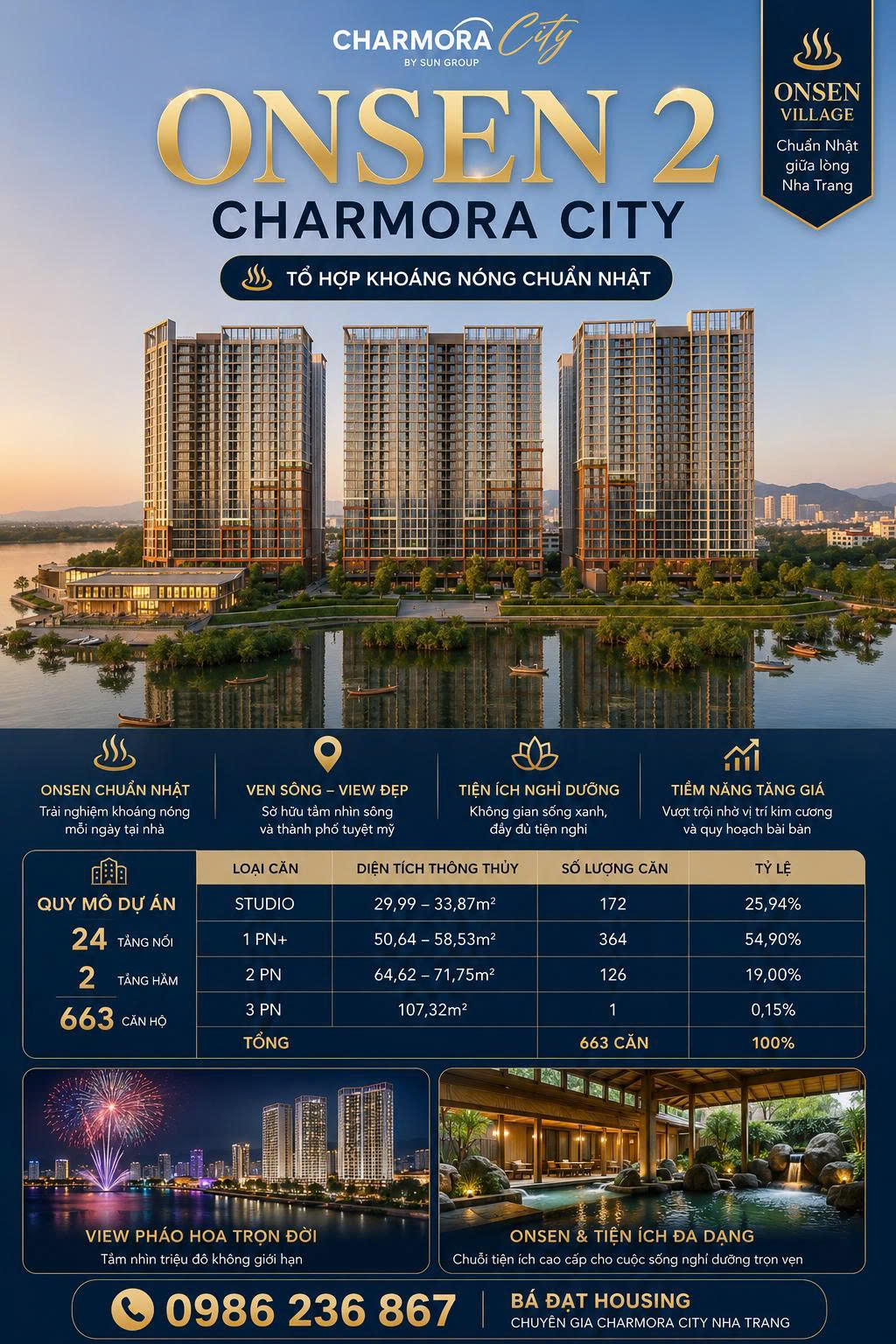 Tổng quan Căn Hộ Onsen 2 Charmora City Nha Trang