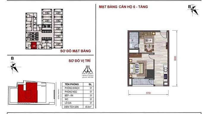 mặt bằng căn hộ số 06 Mường Thanh Luxury Nha Trang