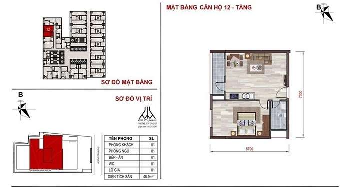 mặt bằng căn hộ số 12 Mường Thanh Luxury Nha Trang