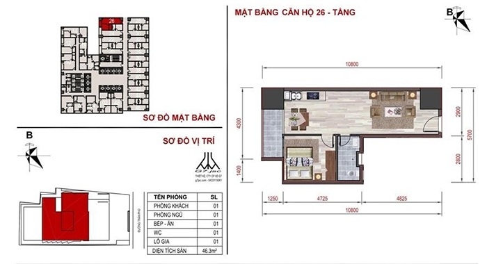 mặt bằng căn hộ số 26 Mường Thanh Luxury Nha Trang