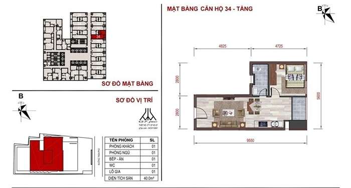 mặt bằng căn hộ số 34 Mường Thanh Luxury Nha Trang