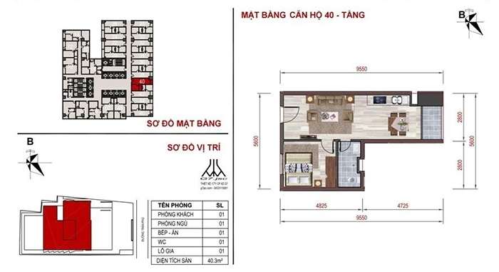 mặt bằng căn hộ số 40 Mường Thanh Luxury Nha Trang