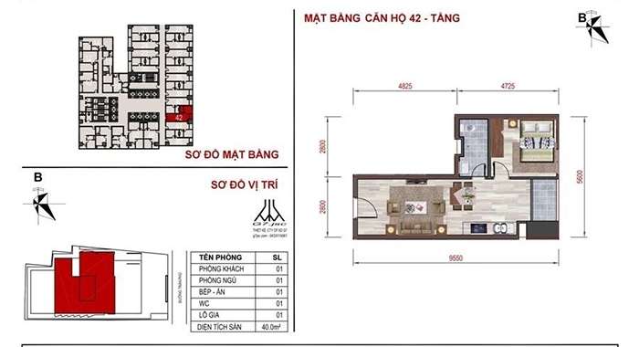 mặt bằng căn hộ số 42 Mường Thanh Luxury Nha Trang