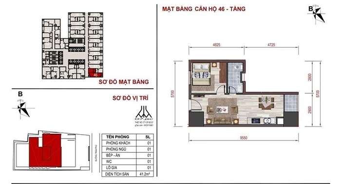 mặt bằng căn hộ số 46 Mường Thanh Luxury Nha Trang