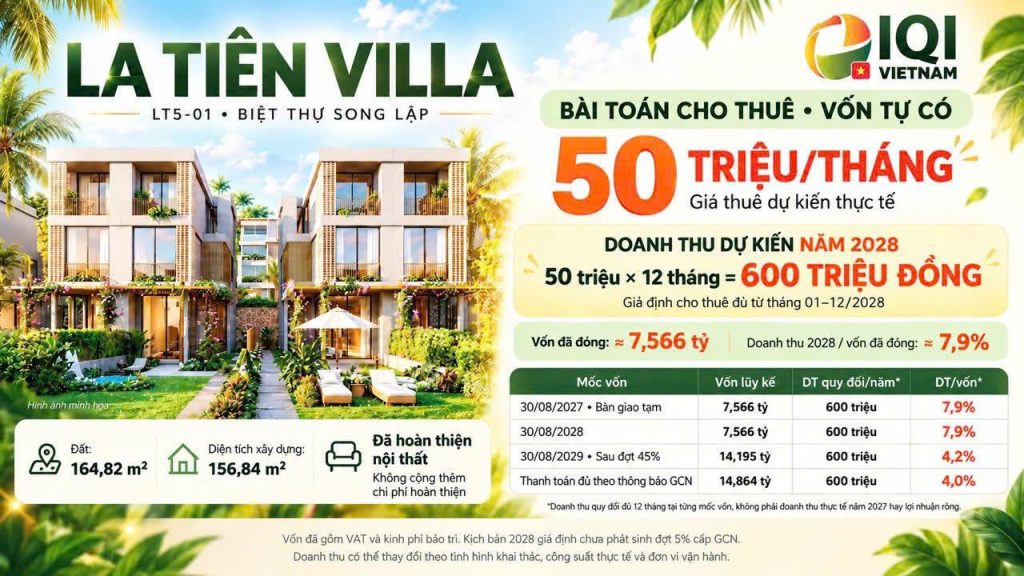 La Tiên Villa LT5-01 - Căn góc giá tốt gần clubhouse, chỉ nhỉnh 13,5 tỷ