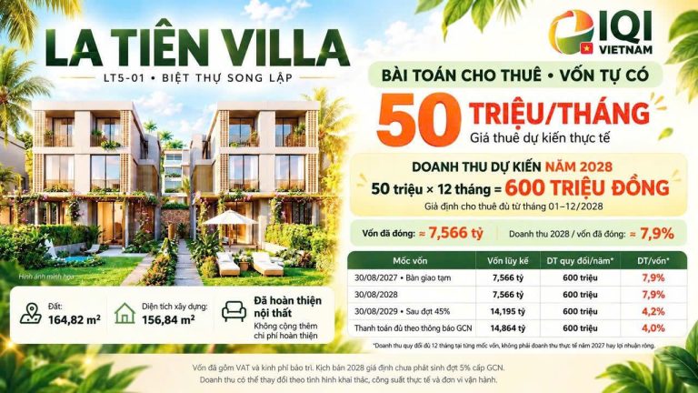 La Tiên Villa LT5-01: Căn góc giá tốt gần clubhouse, chỉ nhỉnh 13,5 tỷ
