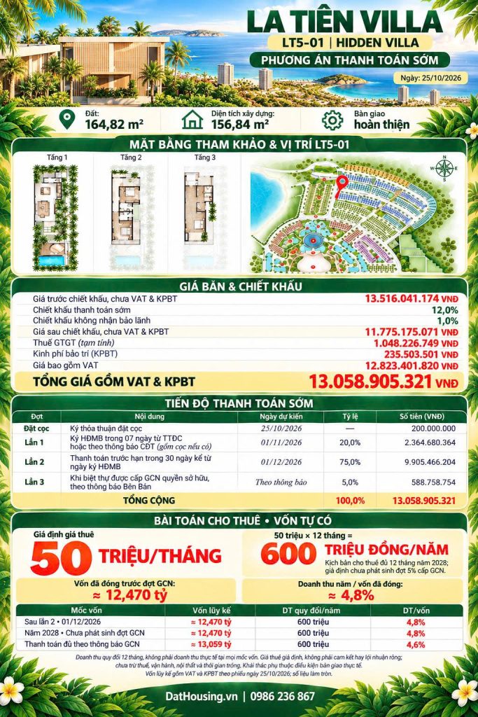 La Tiên Villa LT5-01 - Thanh toán sớm