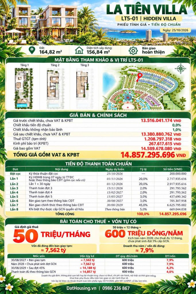 La Tiên Villa LT5-01 - Thanh toán tiến độ chuẩn