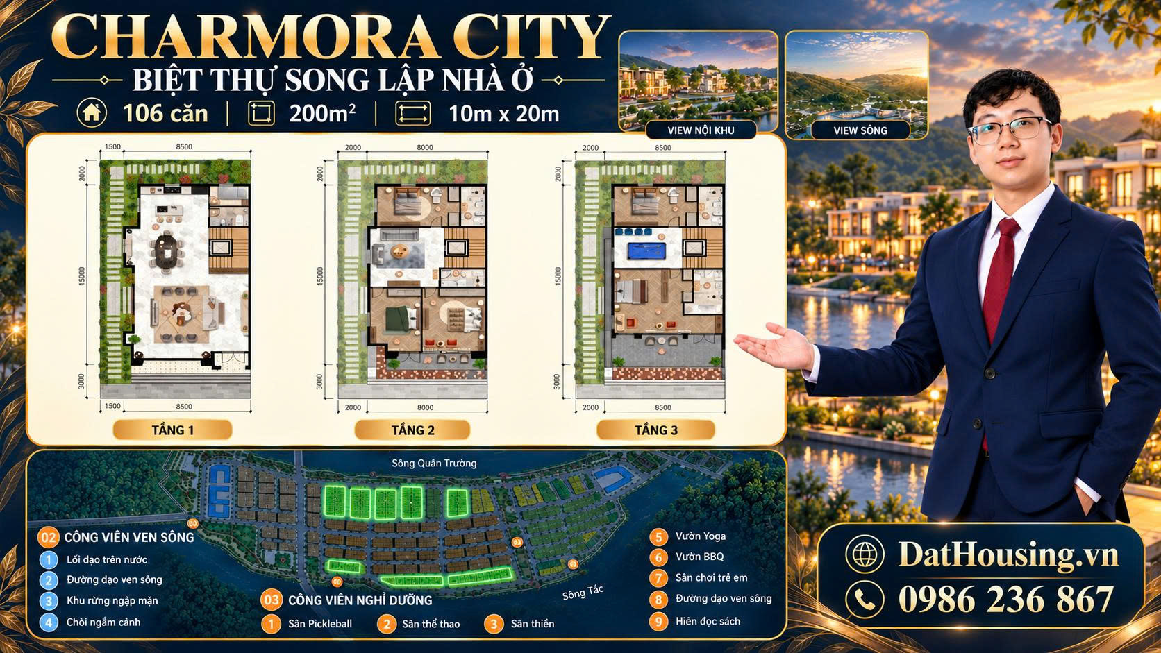 Mặt bằng biệt thự song lập Charmora City