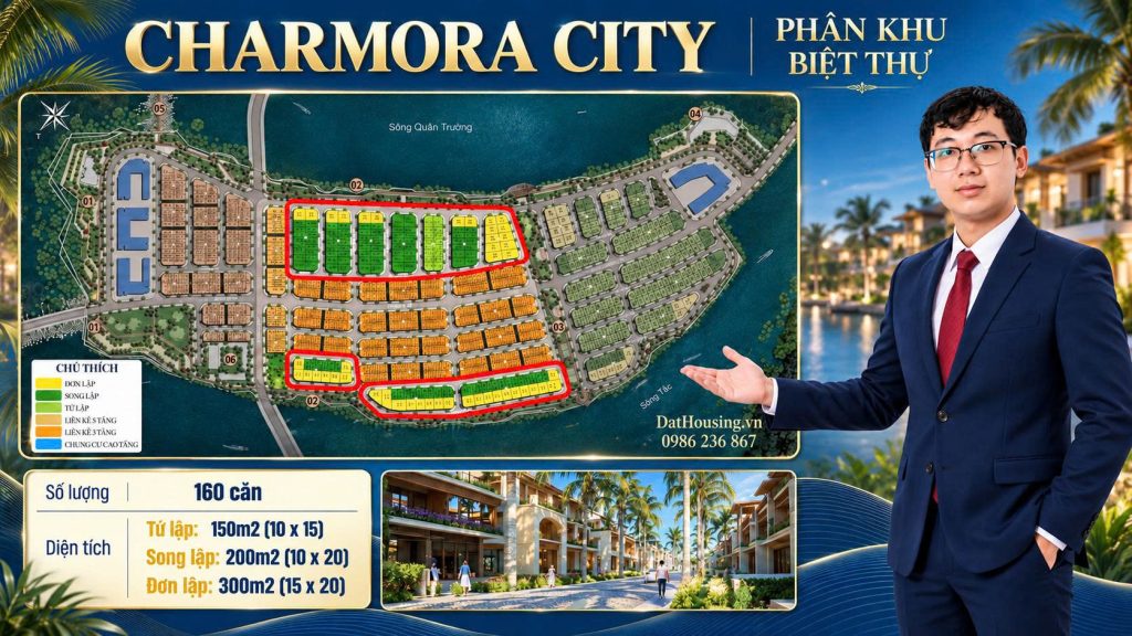 Mặt bằng phân khu biệt thự Charmora City tại Đảo An Cư